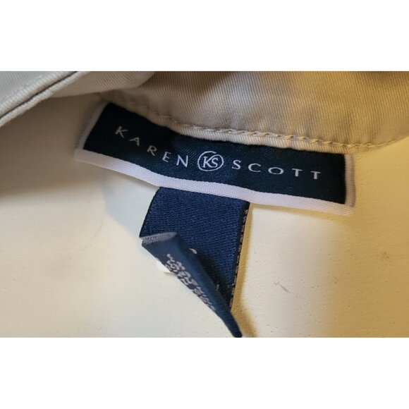 Karen Scott Khaki Colored Ankle Capris Size 16 Pockets Button Accents - Picture 6 of 7